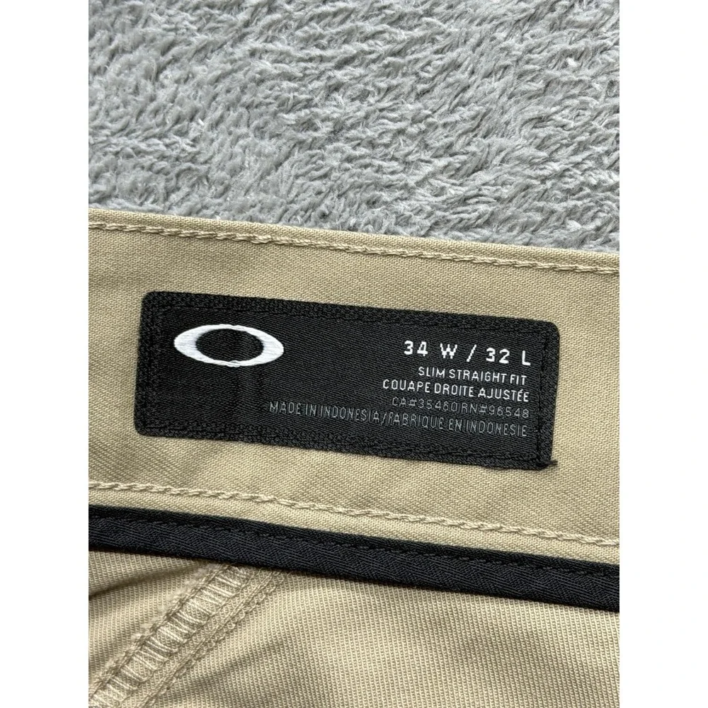 Oakley Pants Mens Measured 36x33 Beige Chino Slim Fit Canvas‎ Pockets Straight
